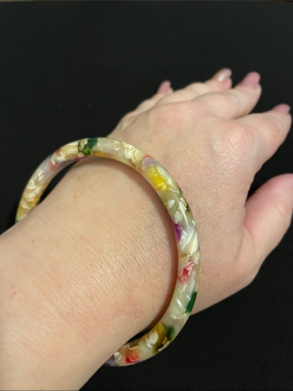 Floral Resin Multicolor Bangle Bracelet - Women Jewelry